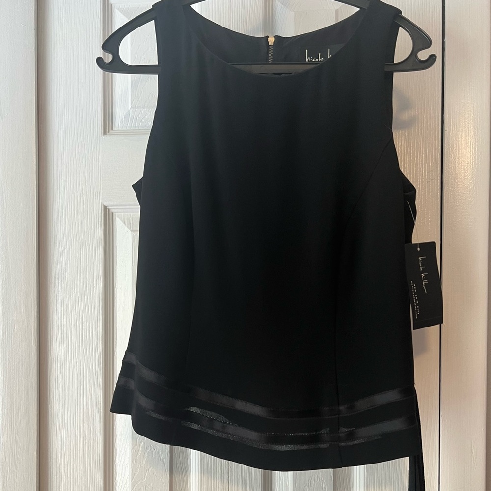 Vintage Nicole Miller Black Sleeveless Top with String Details Size 10